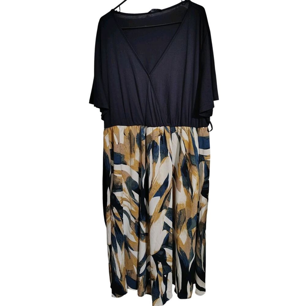 Bloomchic Dress Size 18 20 Navy Blue Top Artistic Bottom Belt Modesty Top New